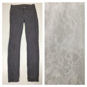 HUDSON Gray Printed NICO Super Skinny Mid-Rise Faux Pockets Logo Hardware Jeans